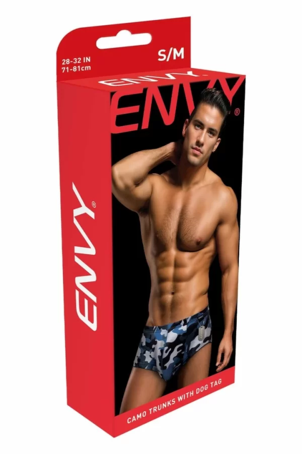 ENVY Camo Trunks Navy M/L - Camouflage Design & Dog Tag Accent