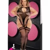 LAPDANCE Fancy Suspender Bodystocking Black Diamond Pattern QS