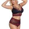 Bra and Briefs black/red 4XL Cottelli CURVES