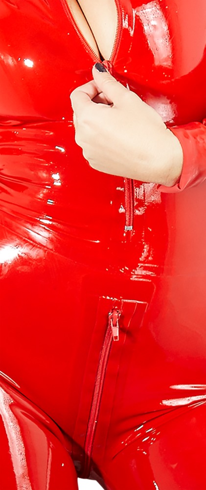 Latex Catsuit rot 2XL