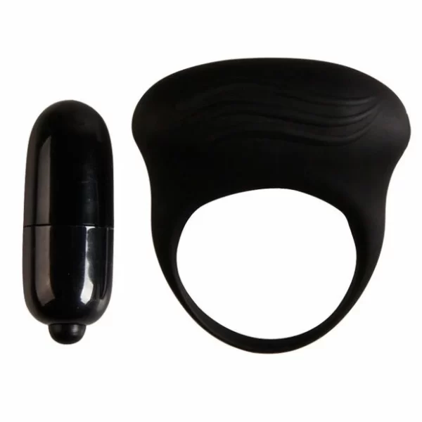 Bertram Black Silicone Vibrating Pleasure Ring 100% Medical Grade