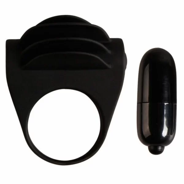 Chester Black Silicone Vibrating Ring - Ergonomic Design