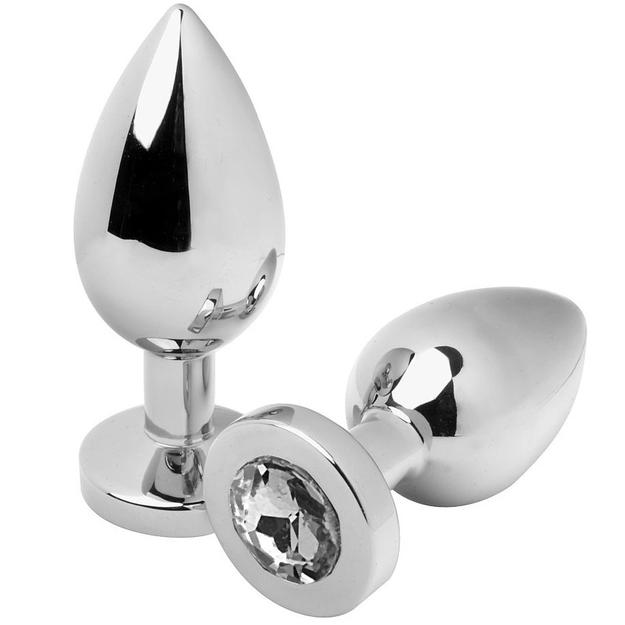 Steel Intimate Plug Small with Transparent Crystal 5.7cm Steel Intimate Plug Small with Transparent Crystal 5.7cm