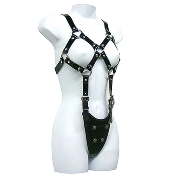 Ouch! Leather Body Harness Adjustable Model for Women Black