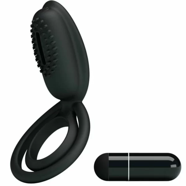 Esther Vibrating Silicone Ring with Stimulation System Black