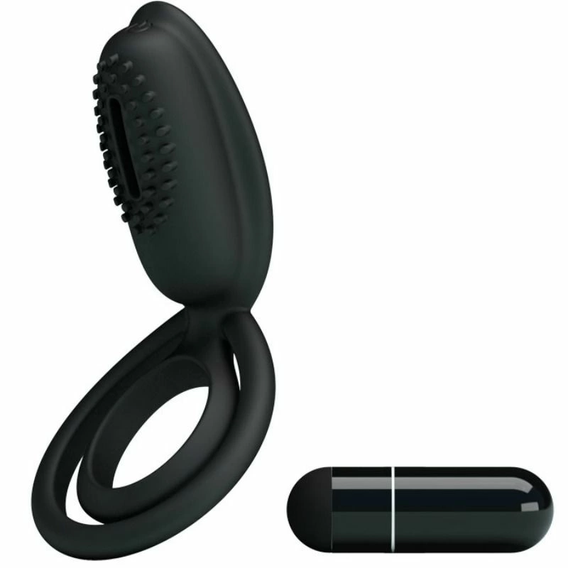 Esther Vibrating Silicone Ring with Stimulation System Black