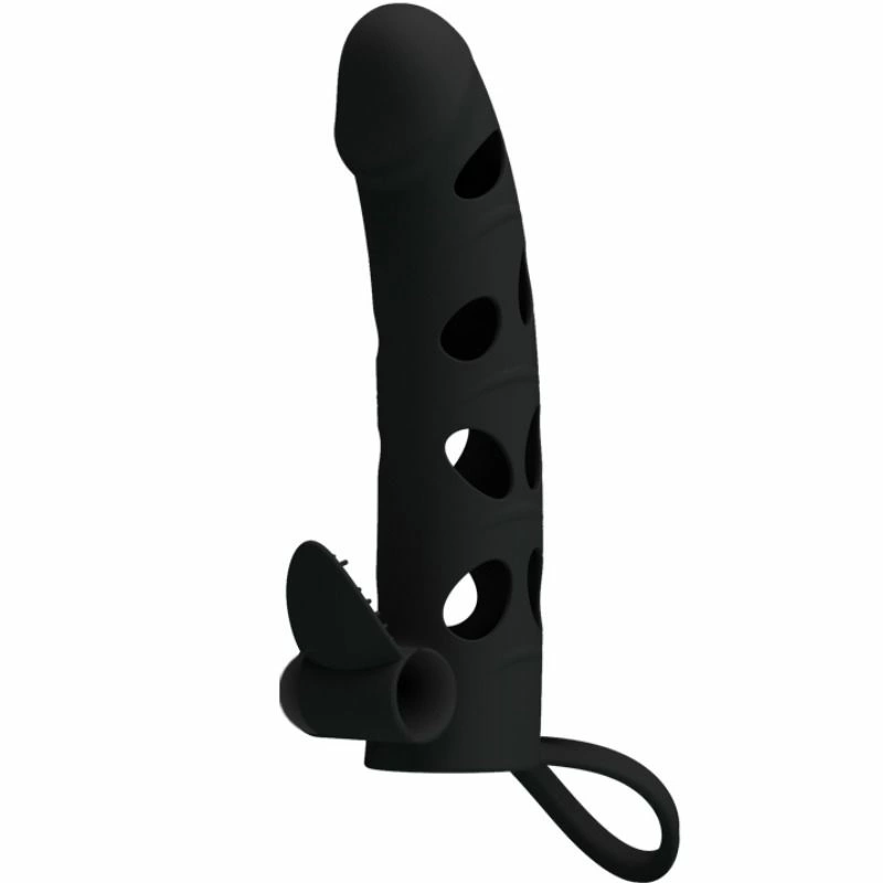 Silicone Extension Sleeve Black 15.2 cm with Vibration Silicone Extension Sleeve Black 15.2 cm with Vibration