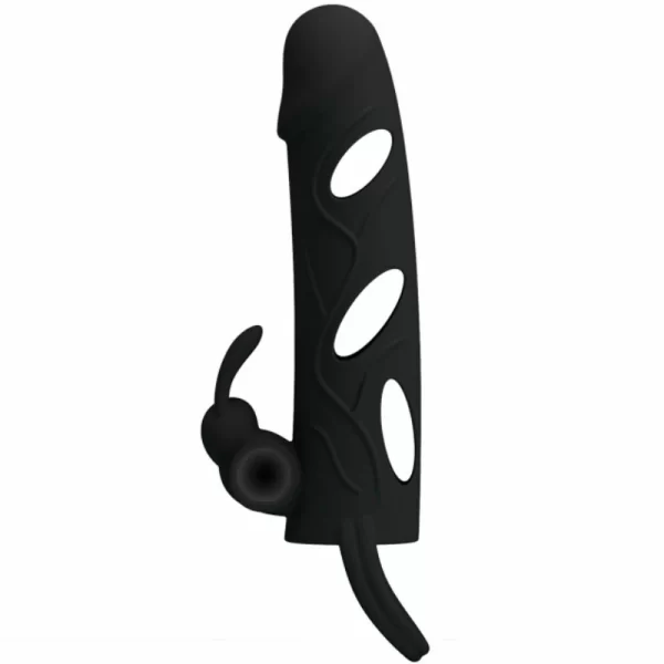 Silicone Extension Sleeve 14cm Black with Vibrating System