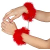 Red Marabou Feather Metal Handcuffs - Elegant Pink Accessory