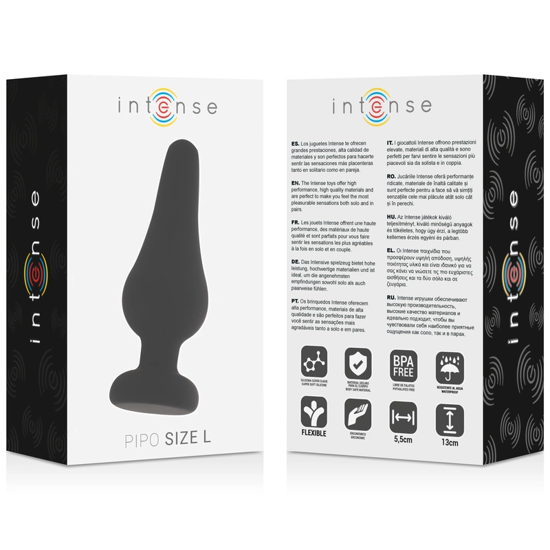 Intense Pipo L Czarny Korek Silikonowy 13 cm Anatomiczny Design