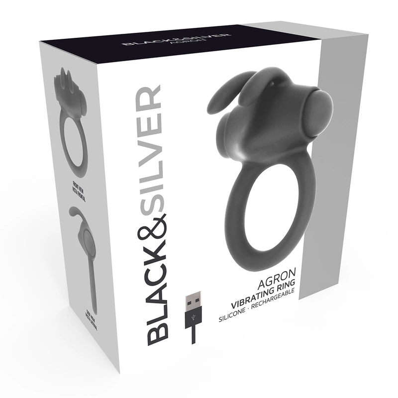Black&Silver Agron 2.0 pierÅ›cieÅ„ wibrujÄ…cy silikonowy USB czarny