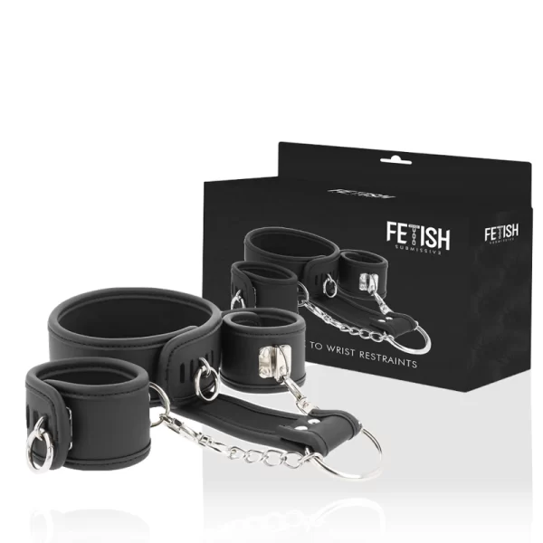 Vegan Leather Collar & Wrist Restraint Set