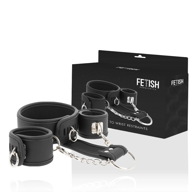 Vegan Leather Collar & Wrist Restraint Set