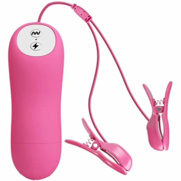 Romantic Wave Vibrating Nipple Clamps Fuchsia Electroshock