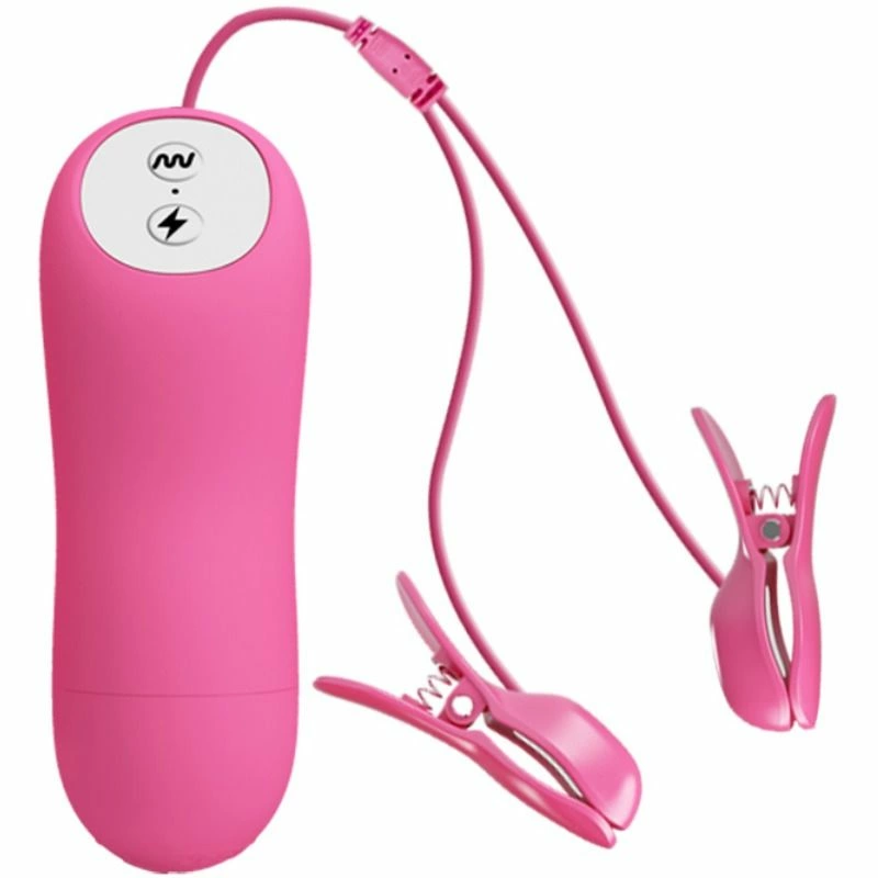 Romantic Wave Vibrating Nipple Clamps Fuchsia Electroshock - Anelma Romantic Wave Vibrating Nipple Clamps Fuchsia Electroshock