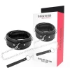 Soft Leather Adjustable Collar with Chain Leash - Black