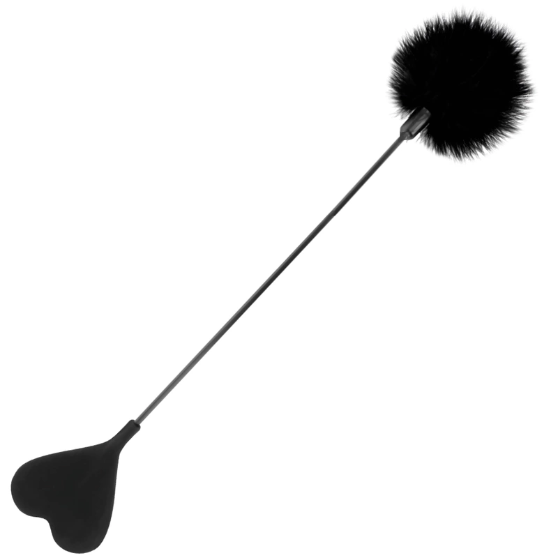 Black Feather & Leather Dual-Sided Intimate Accessory 40cm