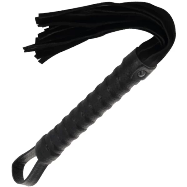 Bondage Whip Black - Leather Grip Handle