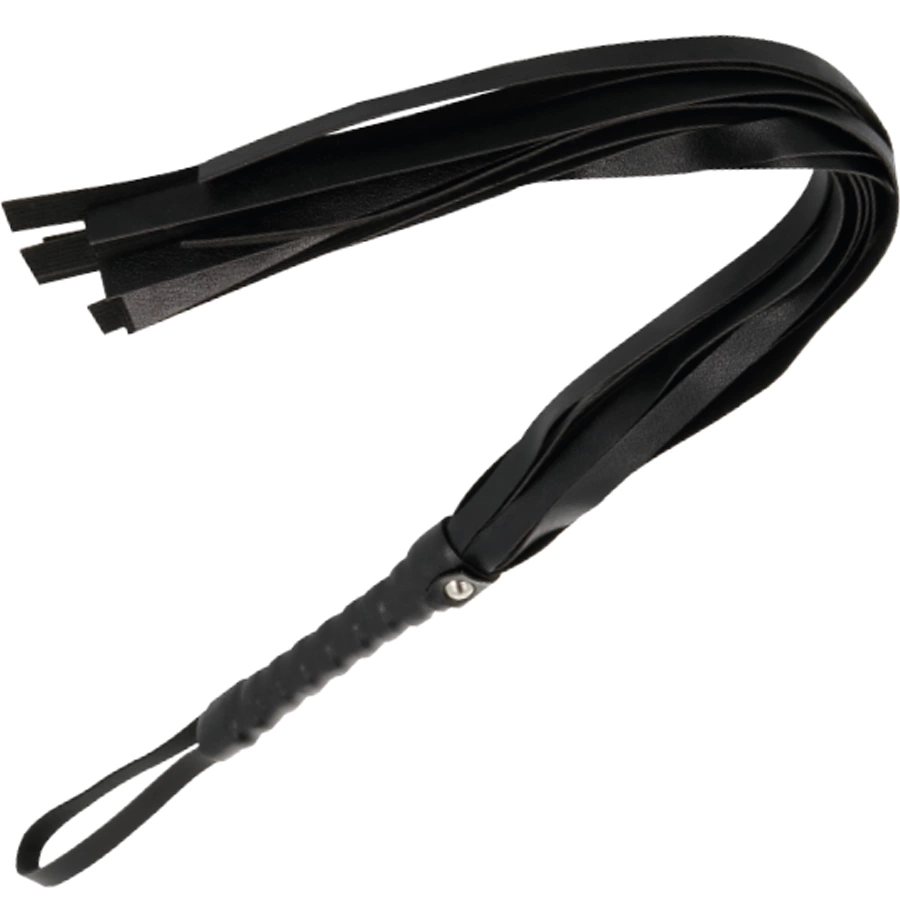 Black Bondage Whip 45cm - Premium Faux Leather