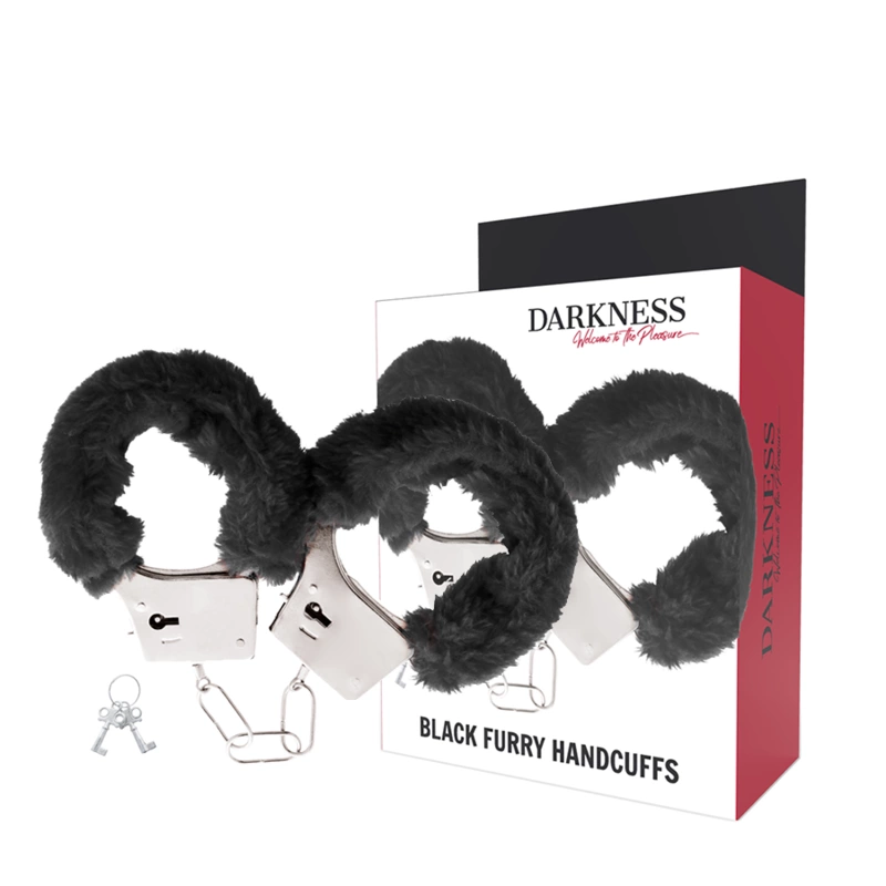 Black Lined Metal Handcuffs with Comfort Padding