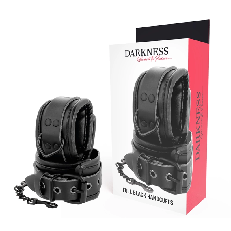 Adjustable Faux Leather Handcuffs Black - Secure Fit System