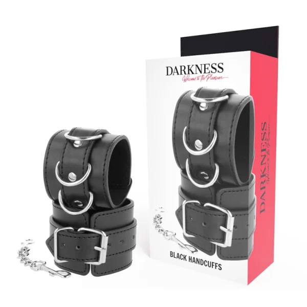 Adjustable PVC Leather Cuffs Black - Versatile Hand & Ankle Model