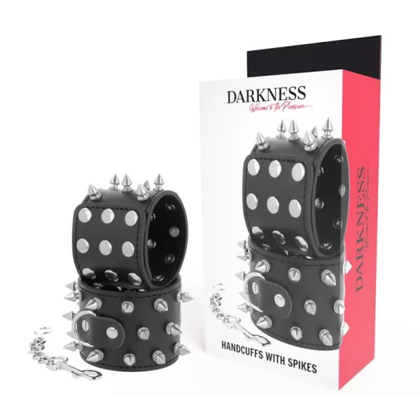 Skulls and Bones Adjustable Black Spiked Restraint Cuffs