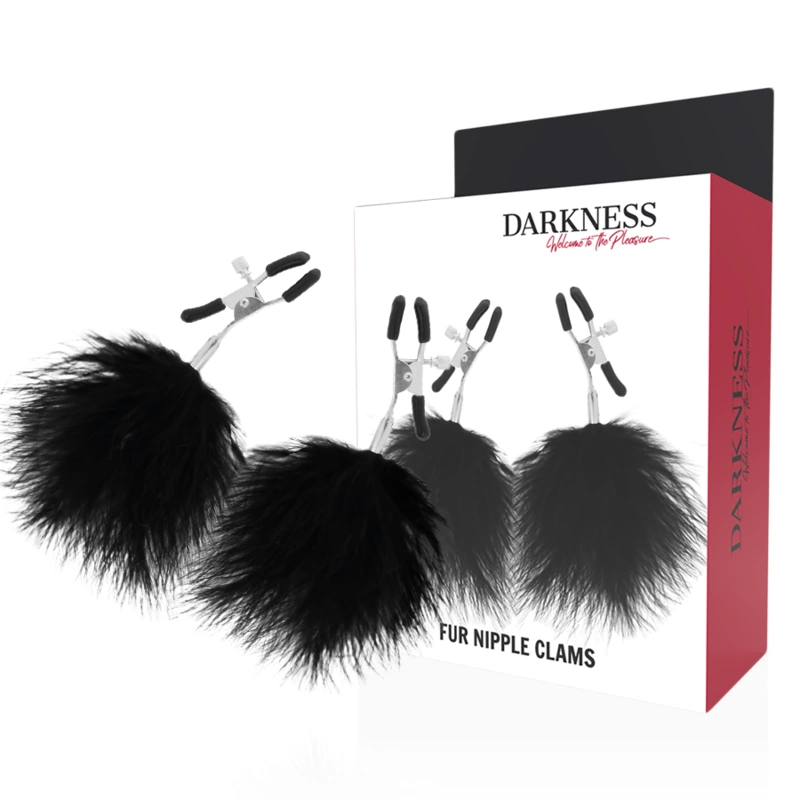 Adjustable Nipple Clamps with Removable Pom-Pom Decorations Black