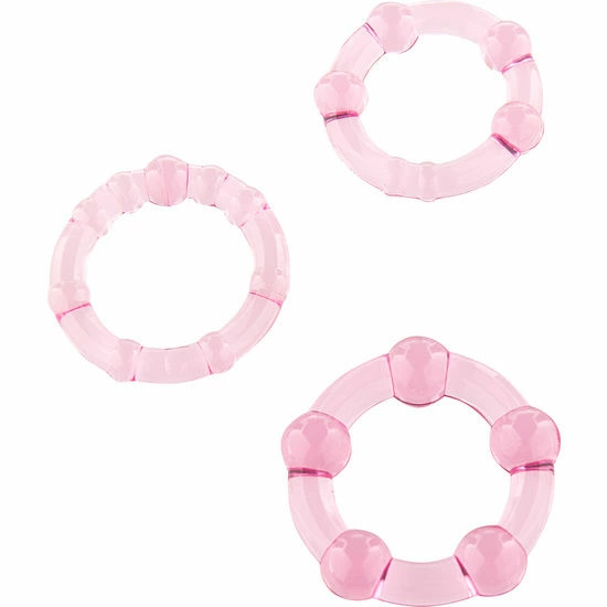 Pink Silicone Support Rings Set of 3 - Adjustable Sizes