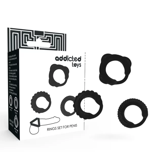 Toys Set of 3 Black Silicone Support Rings - Adjustable Sizes