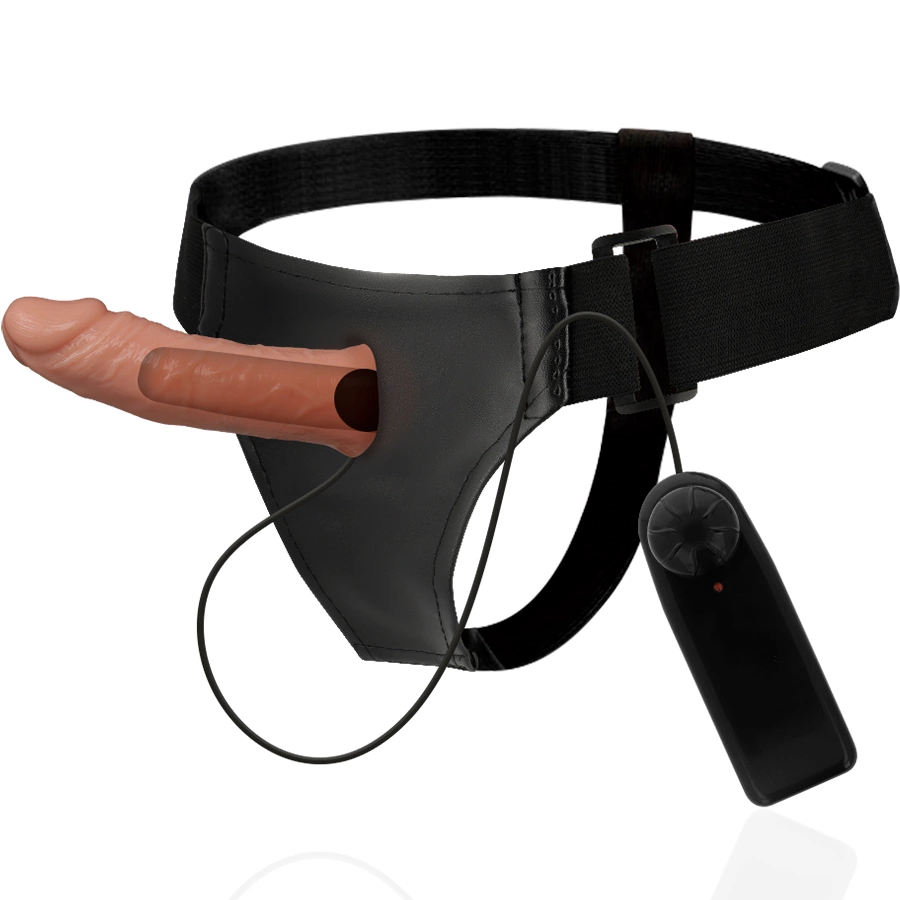 Harness Attraction Benny Hollow System z Wibratorem 15 cm beÅ¼owy