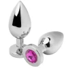 Steel Intimate Plug with Pink Crystal Accent Small 5.7cm - Anelma Steel Intimate Plug with Pink Crystal Accent Small 5.7cm