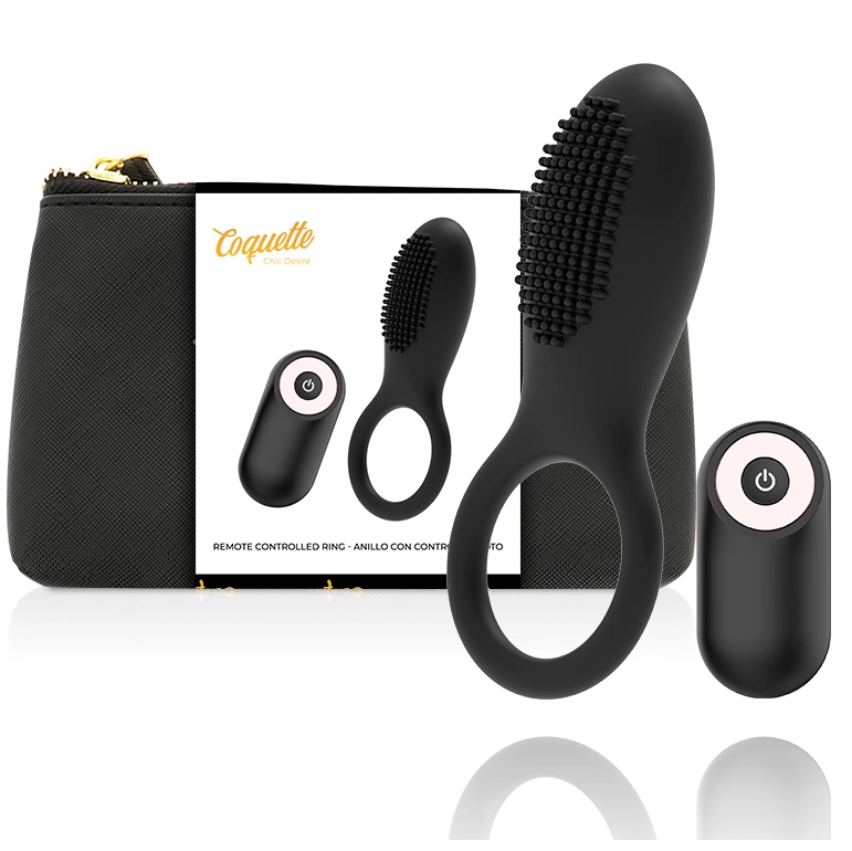 Chic Desire Black/Gold Vibrating Ring Remote Rechargeable