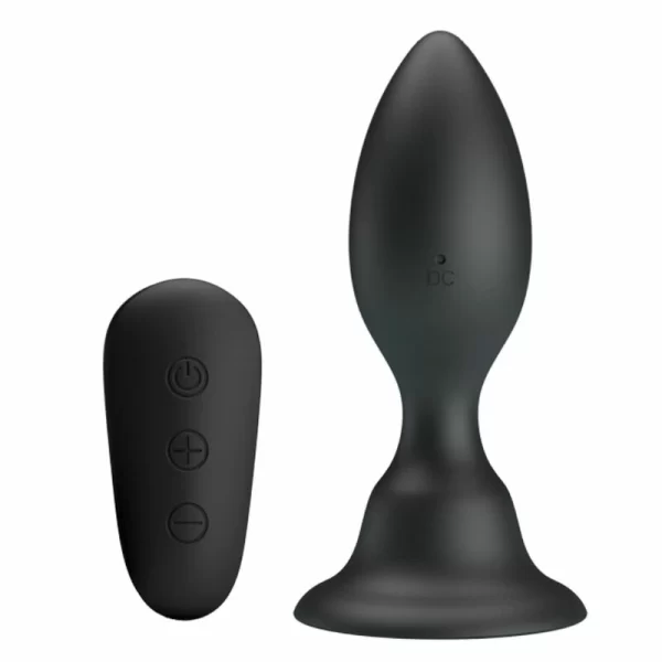 Vibrating Intimate Plug Black with Remote Control