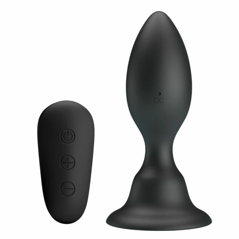 Vibrating Intimate Plug Black with Remote Control