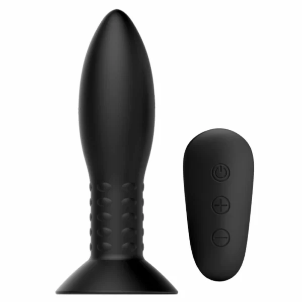 Rotating Silicone Plug with Remote Control 12 Modes Black 13cm