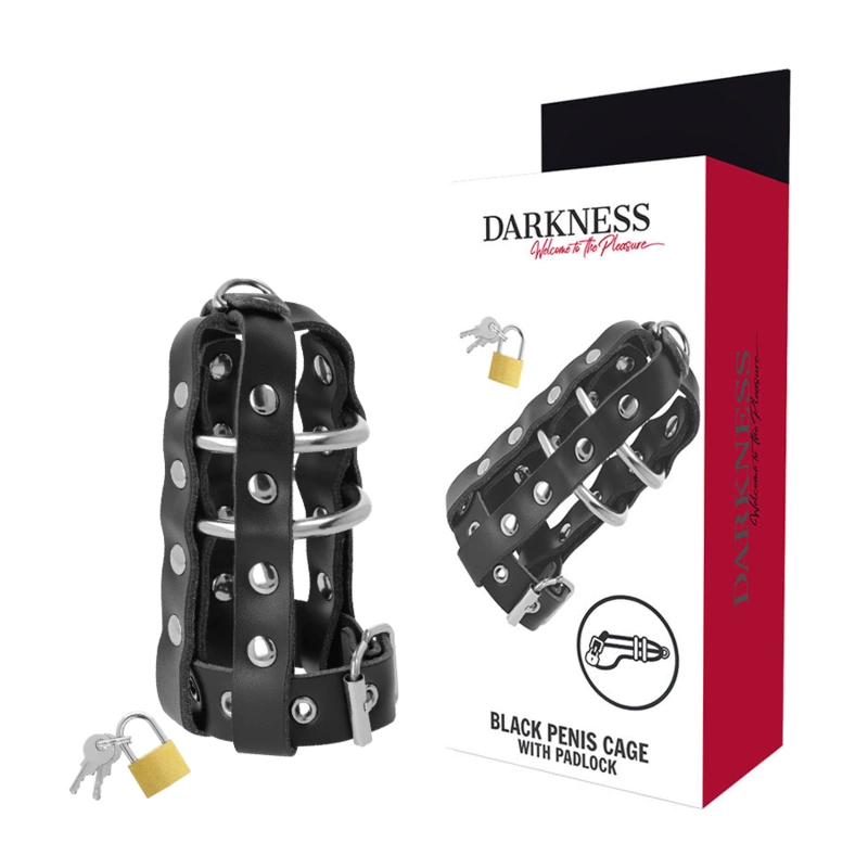Vegan Leather Secure Chastity Cage with Adjustable Rings 12.5cm Vegan Leather Secure Chastity Cage with Adjustable Rings 12.5cm