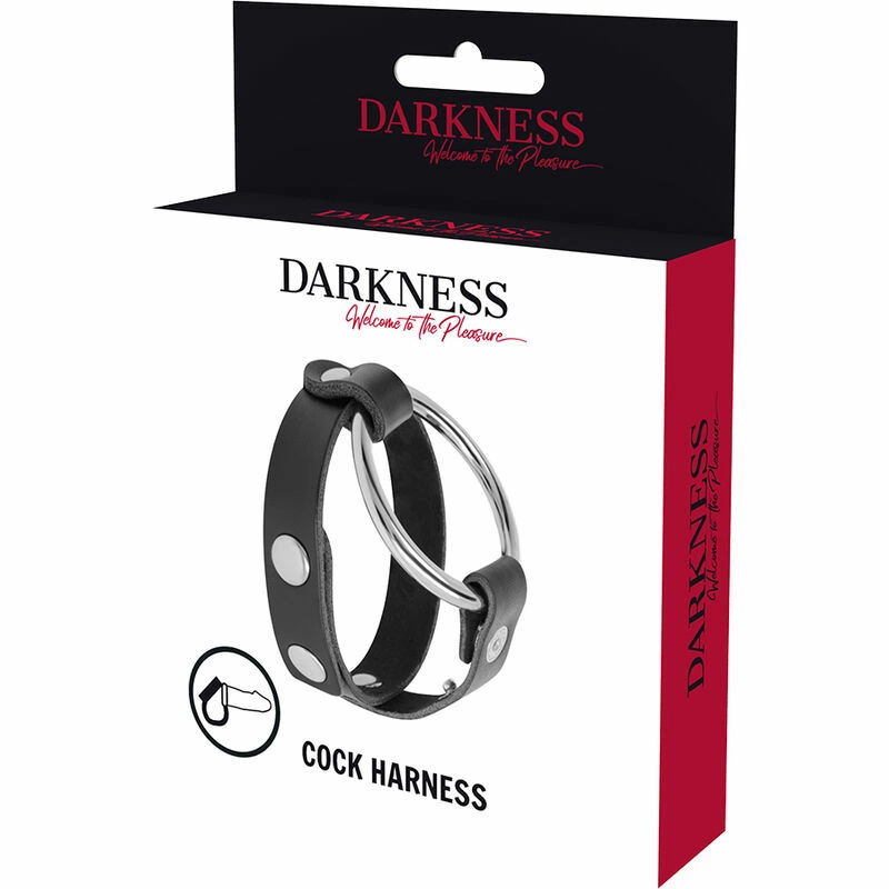 Darkness Metalowy PierÅ›cieÅ„ Regulowany Czarny Skora Syntetyczna