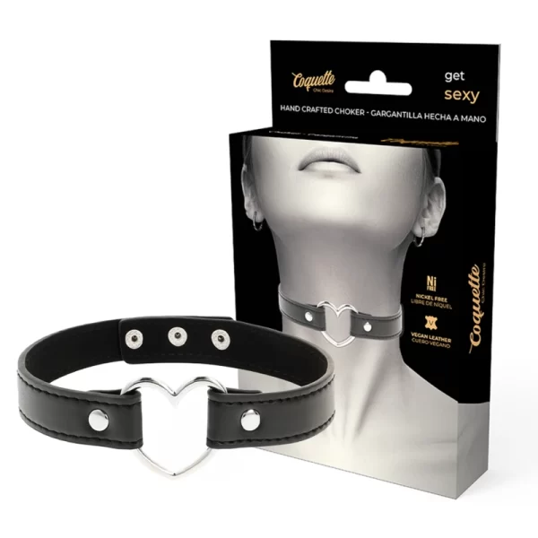 Chic Desire Vegan Leather Heart Accessory Collar Adjustable