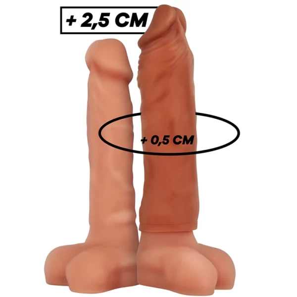 Liquid Silicone V5 Extension Sleeve Brown 11cm Adjustable Fit