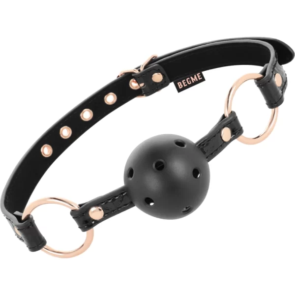 Black Edition Vegan Leather Breathable Ball Gag Adjustable