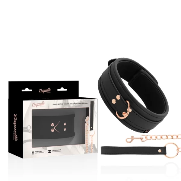 Chic Desire Vegan Leather Collar with Metal Chain