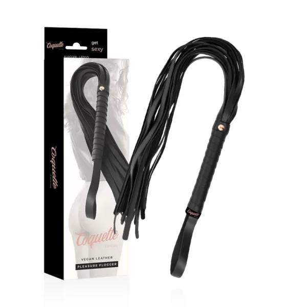 Chic Desire Fantasy Vegan Leather Flogger 28cm Black