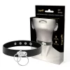 Chic Desire Vegan Leather Choker Double Ring Black 400mm