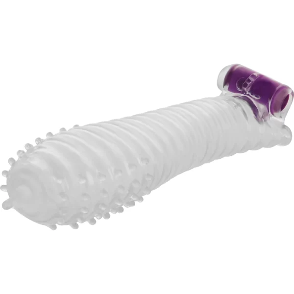 Textured Extension Sleeve with Vibrating Bullet 15cm Transparent