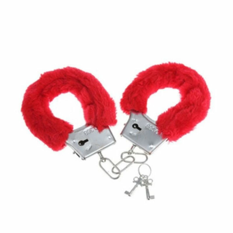 Picante Pleasure Soft Plush Handcuffs Red - Adjustable Metal Model