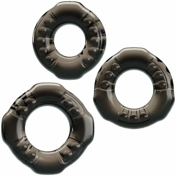 Yvonne Set of 3 Flexible Black Rings - TPR