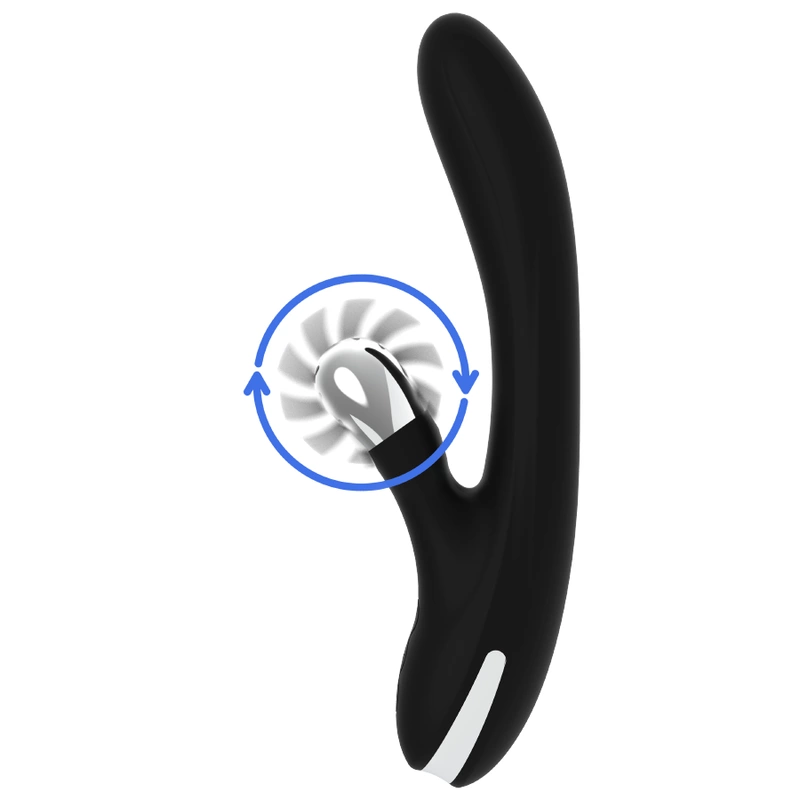 Black & Silver Johnny Vibe Bunny - silikonowy model z wibracjami USB 24 cm