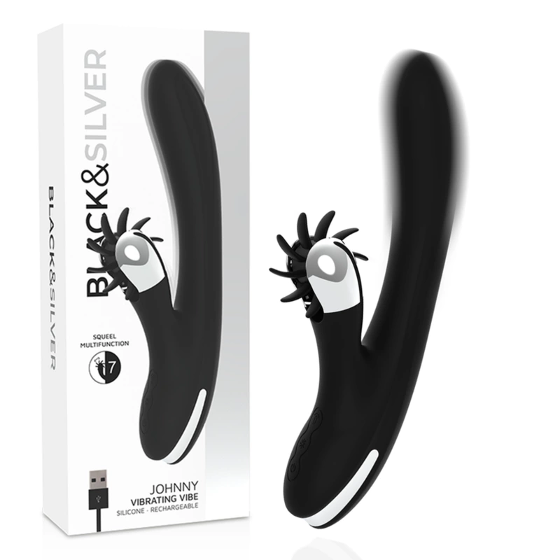 & Silver Johnny Vibrating Vibe - USB Rechargeable Silicone Model
