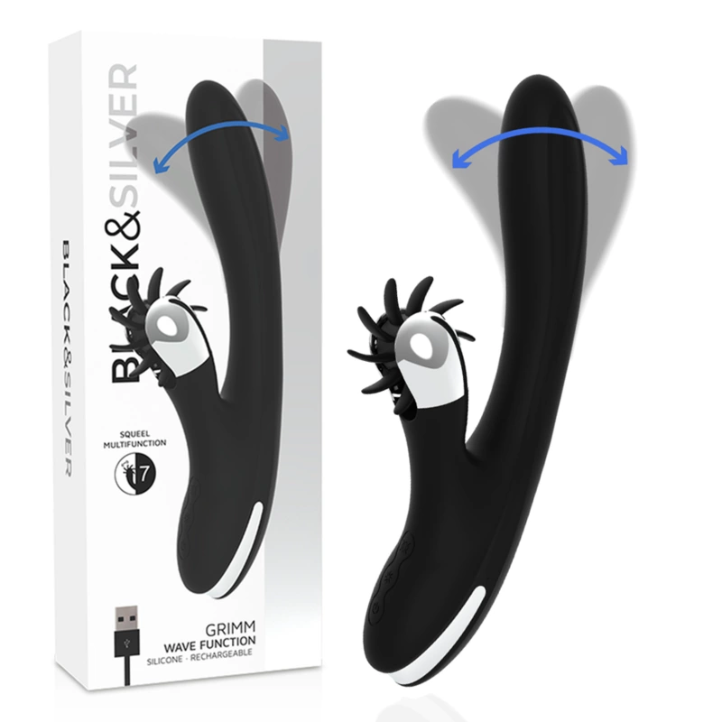 & Silver GRIMM WAVE FUNCTION Intimate Wave Stimulator USB 24cm